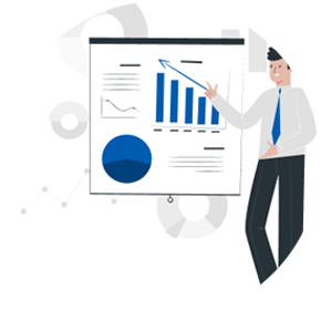 Desenho de uma pessoa sentada numa cadeira e mesa trabalhando