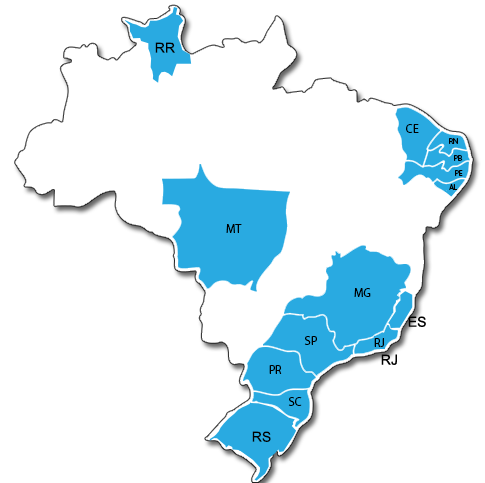 Desenho do Mapa do Brasil onde a PetTech atua